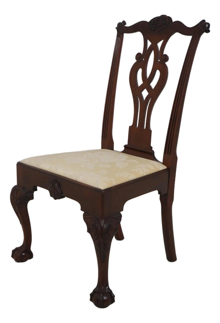 Baker Colonial Williamsburg Mahogany Rococo Side Chair with Ball & Claw Feet (1 of 10)