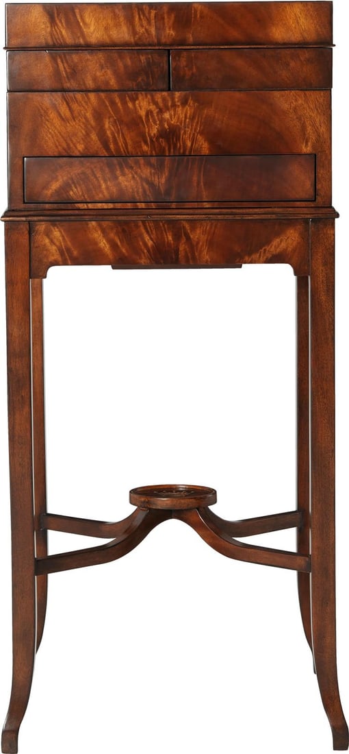 Theodore Alexander Antique Style Mahogany Dressing Table with Fitted Interior: Theodore Alexander Antique Style Mahogany Dressing Table with Fitted Interior Presenting an exquisite Antique Style Mahogany Dressing Table Stand, crafted to blend vintage charm with modern functional