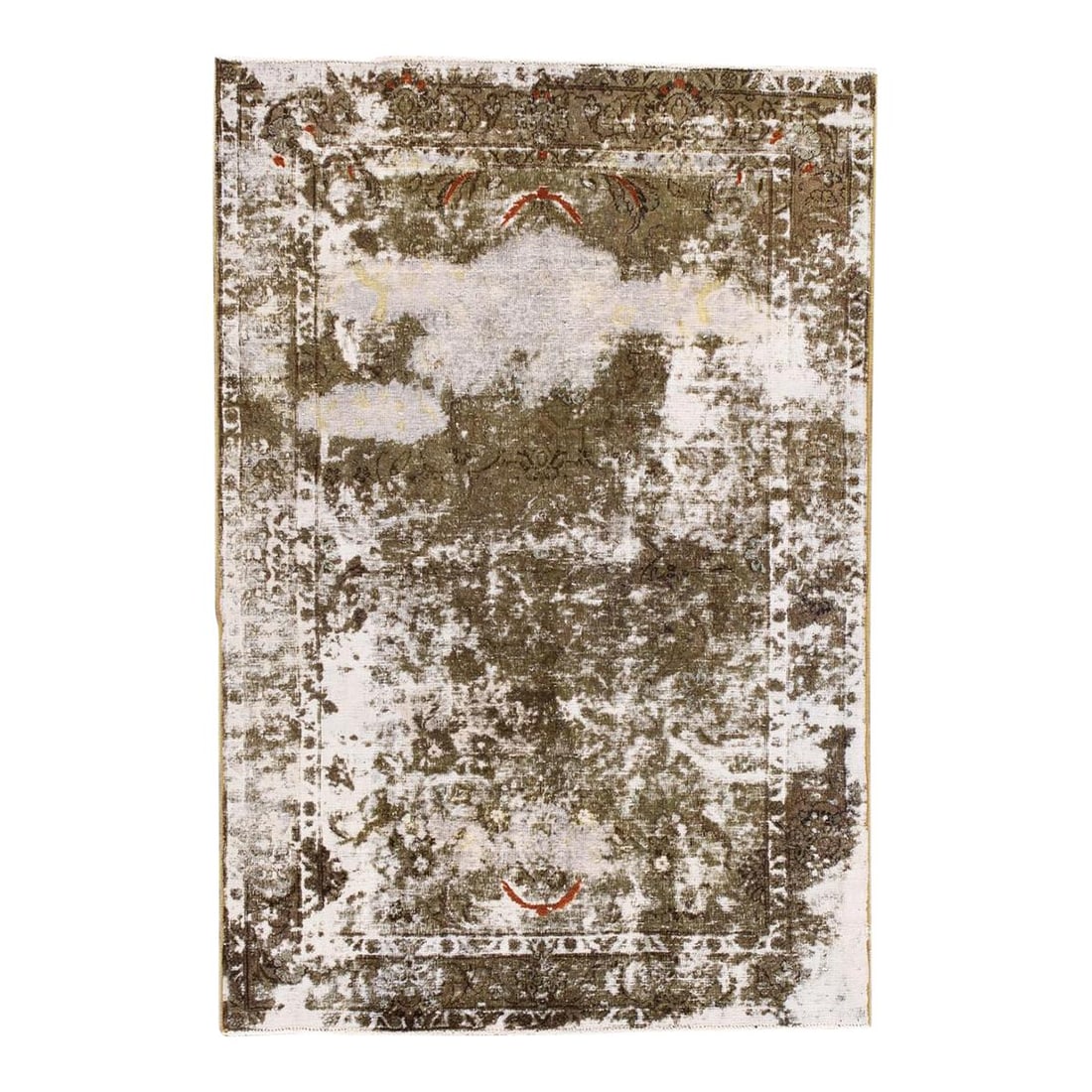 Vintage Persian Handmade Taupe Geometric Wool Rug 3'5 x 5'0: Vintage Persian Handmade Taupe Geometric Wool Rug 3'5 x 5'0 Add a touch of elegance to your home with this stunning vintage hand-knotted Persian rug. Featuring a unique taupe color and intricate geome