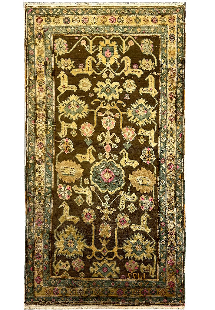 Handcrafted 3'8 x 6'4 Hazel Brown Russian Kazak Rug: Handcrafted 3'8 x 6'4 Hazel Brown Russian Kazak Rug Free continental US Shipping Transform your space with the timeless elegance of this handcrafted 3.8 x 6.4 Hazel Brown Russian Kazak Rug. Meticulous