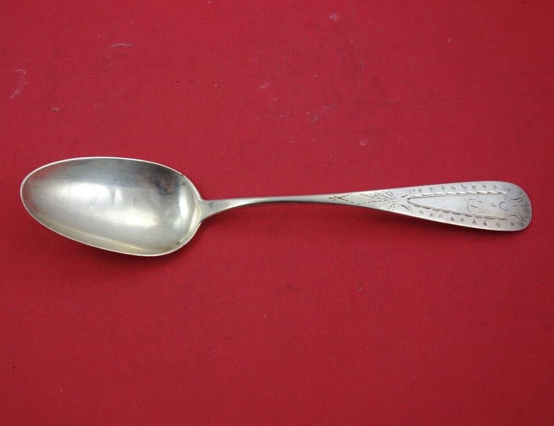 Samuel Johnson Sterling Silver Serving Spoon Monogrammed 8.5" by Kidney & Johnson: Samuel Johnson Sterling Silver Serving Spoon Monogrammed 8.5" by Kidney & Johnson This elegant serving spoon features the distinguished Samuel Johnson pattern, crafted from high-quality sterling silve