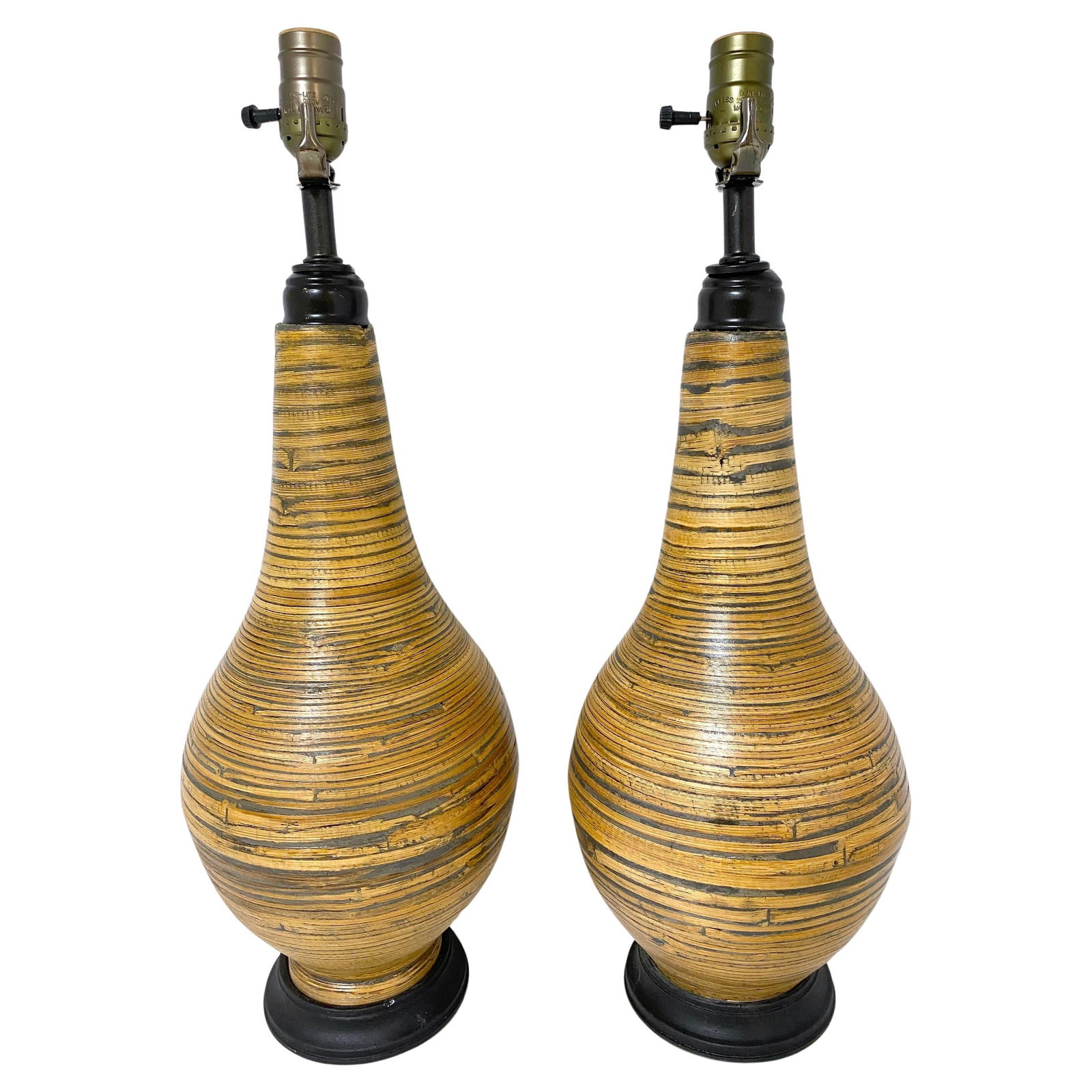 Set of 2 Organic Modern Bamboo Lamps Coastal Elegance (1 of 7)