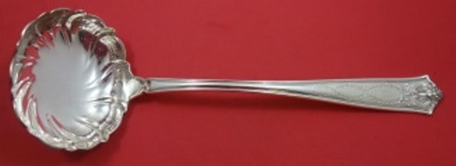Tiffany & Co. Winthrop Sterling Silver Soup Ladle Fluted Bowl 11 3/4": Tiffany & Co. Winthrop Sterling Silver Soup Ladle Fluted Bowl 11 3/4" This exquisite Winthrop soup ladle by Tiffany & Co. is crafted from high-quality sterling silver, showcasing a beautifully fluted