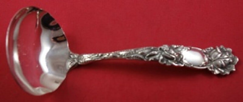 Alvin Bridal Rose Sterling Silver 6 Inch Gravy Ladle: Alvin Bridal Rose Sterling Silver 6 Inch Gravy Ladle This exquisite gravy ladle features the elegant Bridal Rose pattern by Alvin. Crafted from high-quality sterling silver, this ladle measures 6 inch