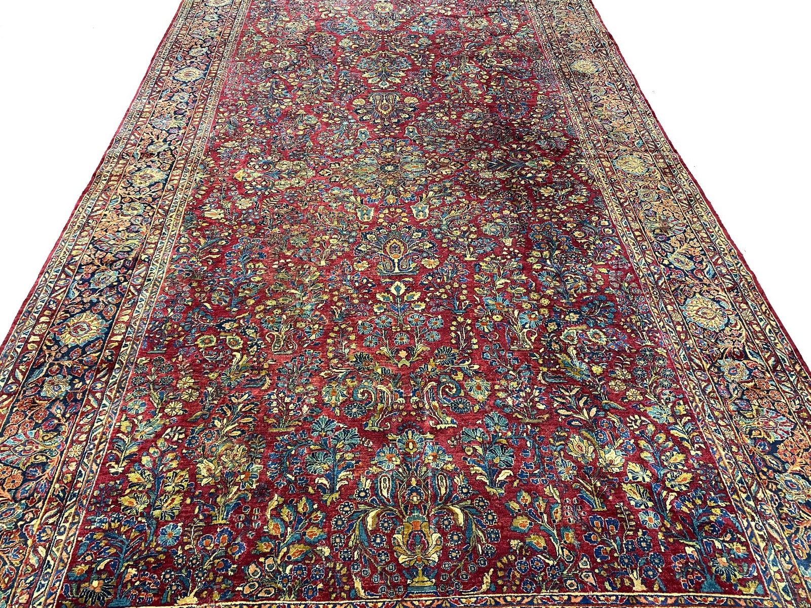 Authentic Antique Persian Sarouk Rug 10.1 x 17.6 ft 1930s - 2