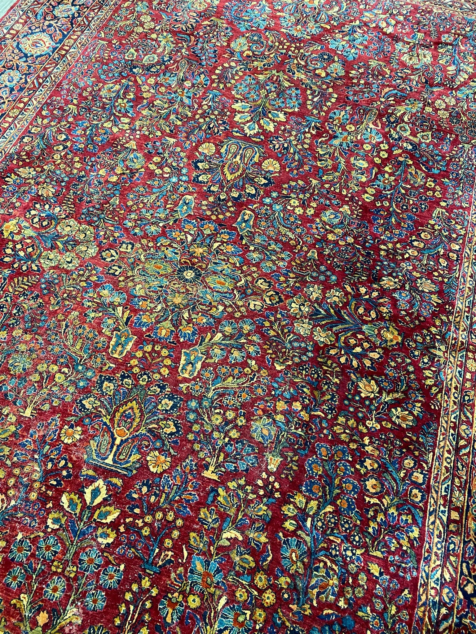 Authentic Antique Persian Sarouk Rug 10.1 x 17.6 ft 1930s - 4