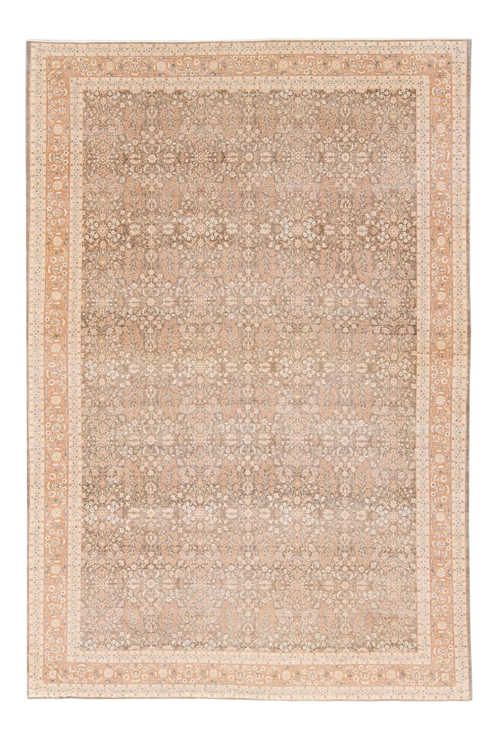 Antique Sivas Hand-Knotted Wool Rug 9'1 x 13'5 Floral Design: Antique Sivas Hand-Knotted Wool Rug 9'1 x 13'5 Floral Design Discover the elegance of this antique Sivas hand-knotted wool rug, showcasing a rich brown field adorned with a stunning all-over floral mo