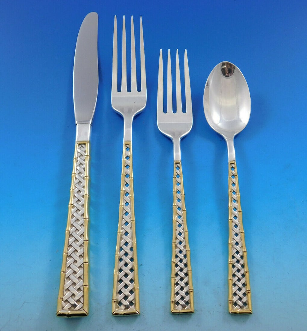 International Silver Golden Tradewinds 51 pcs Sterling Silver Flatware Set with Bamboo Design: International Silver Golden Tradewinds 51 pcs Sterling Silver Flatware Set with Bamboo Design Introducing the Golden Tradewinds Flatware Set by International Sterling Silver, a stunning collection of