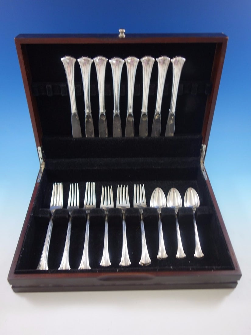 Gorham Newport Scroll Sterling Silver Flatware Set 32 Pcs 8 Place Settings (1 of 5)