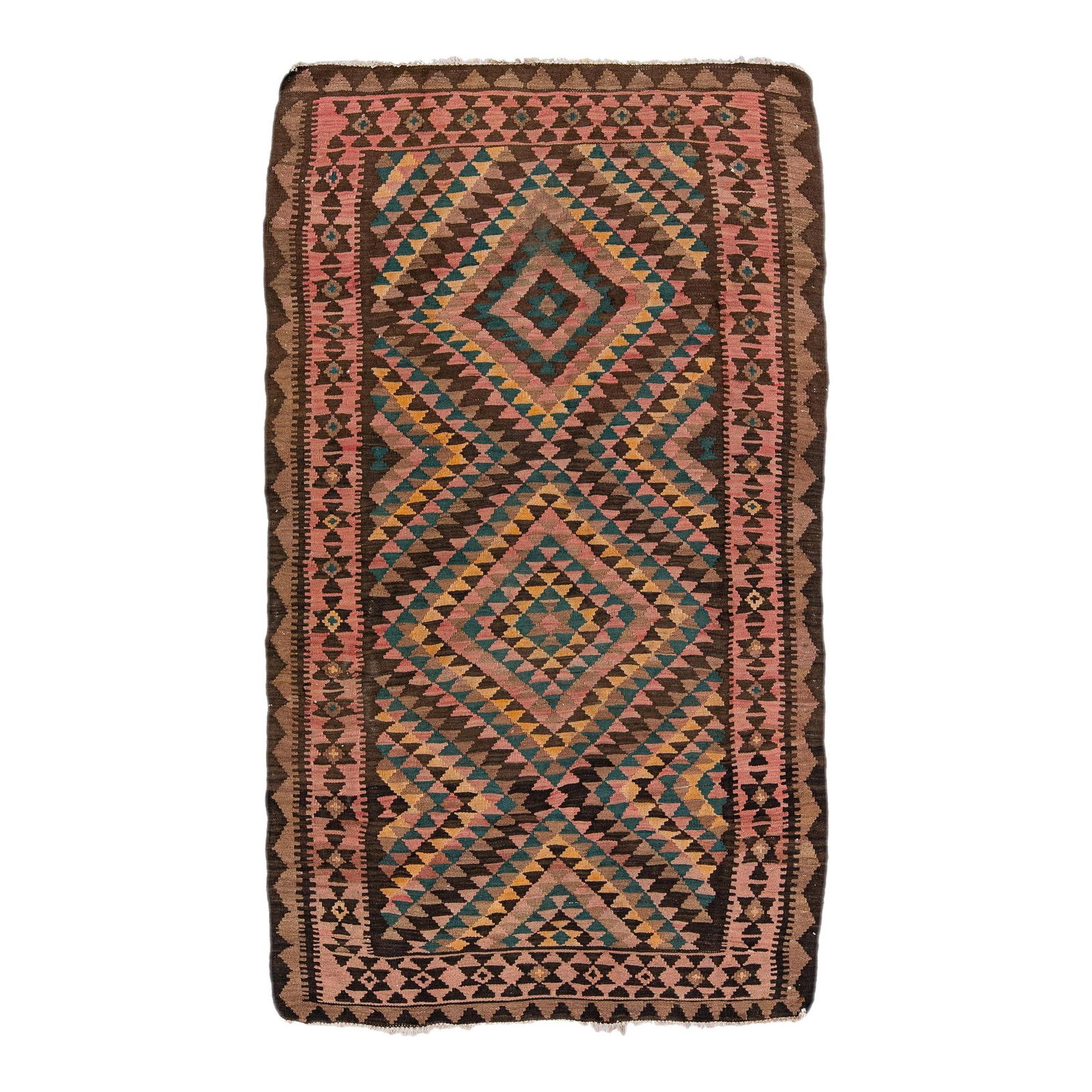 1960s Turkish Kilim Multicolor Wool Rug Handmade Tribal Design: 1960s Turkish Kilim Multicolor Wool Rug Handmade Tribal Design Add a touch of vintage charm to your space with this exquisite 1960s Turkish Kilim rug. Hand-knotted from high-quality wool, it features