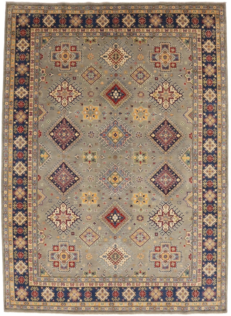 Handmade Wool Transitional Floral Area Rug 8'1 x 11'3 Modern Geometric: Handmade Wool Transitional Floral Area Rug 8'1 x 11'3 Modern Geometric Enhance your living space with this exquisite Handmade Muted Floral Transitional Oriental Rug, perfectly sized for extra-large ro
