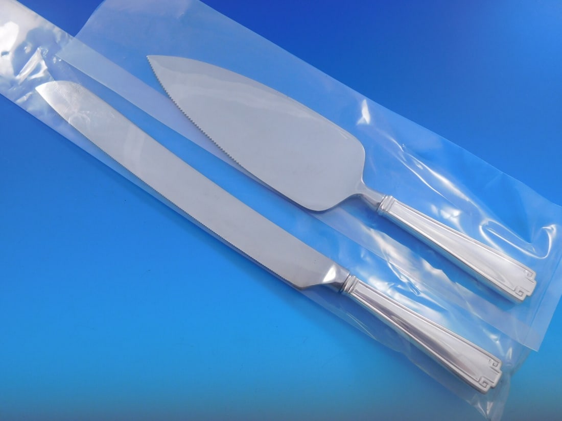 Gorham Etruscan Sterling Silver Wedding Cake Set Custom Made: Gorham Etruscan Sterling Silver Wedding Cake Set Custom Made Celebrate your special day with this exquisite Etruscan by Gorham Sterling Silver Wedding Cake Set. This custom-made two-piece set features