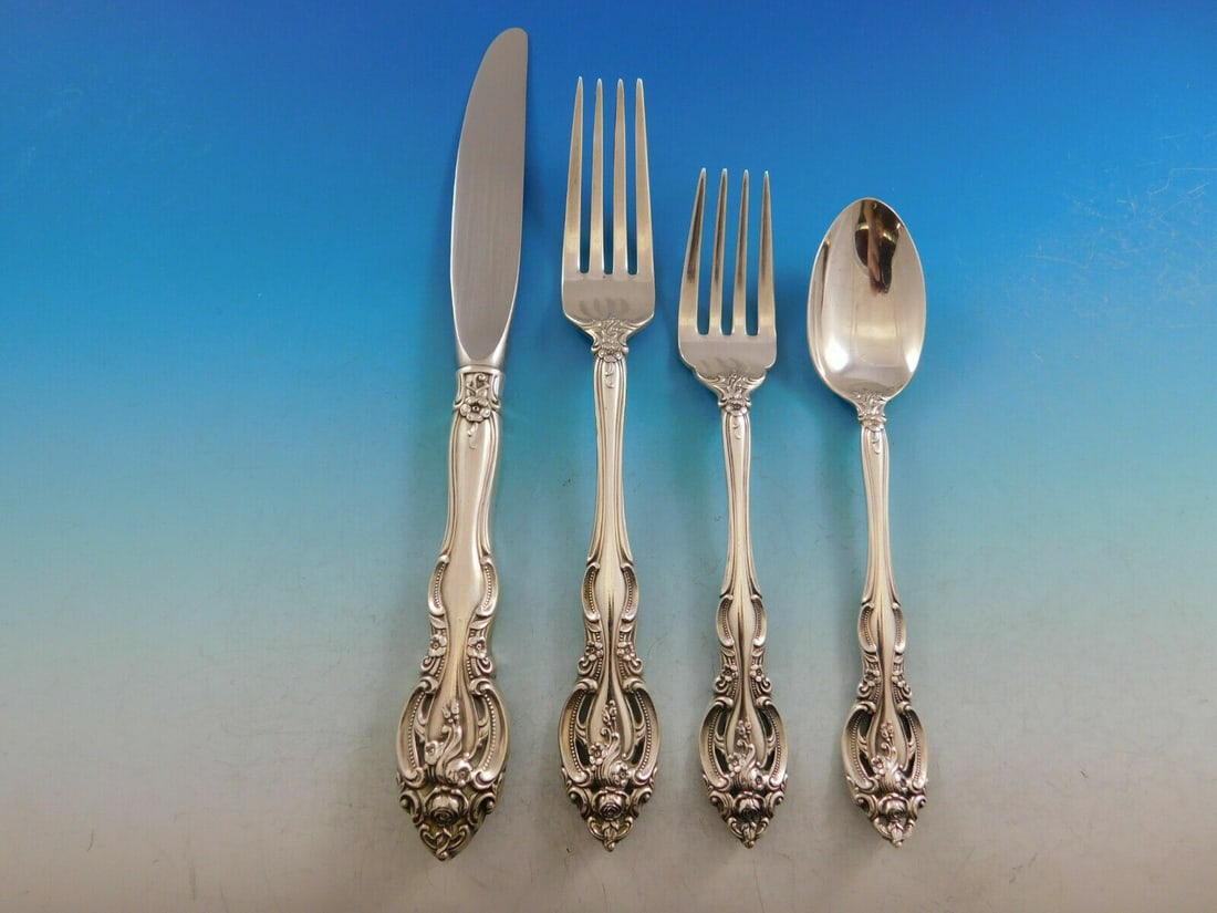 Gorham La Scala Sterling Silver 4-Piece Dinner Place Setting: Gorham La Scala Sterling Silver 4-Piece Dinner Place Setting Enhance your dining experience with the exquisite La Scala by Gorham sterling silver dinner size place setting. This 4-piece set includes a