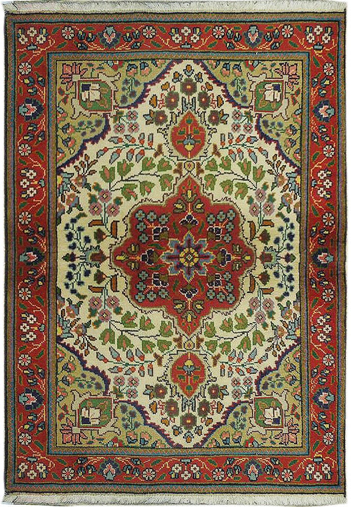 3'3 x 4'9 Ivory Semi-Antique Persian Tabriz Area Rug Handcrafted Wool: 3'3 x 4'9 Ivory Semi-Antique Persian Tabriz Area Rug Handcrafted Wool Free continental US Shipping Elevate your interior with this exquisite 3' 3" x 4' 9" Ivory Semi-Antique Persian Tabriz Rug, a hand