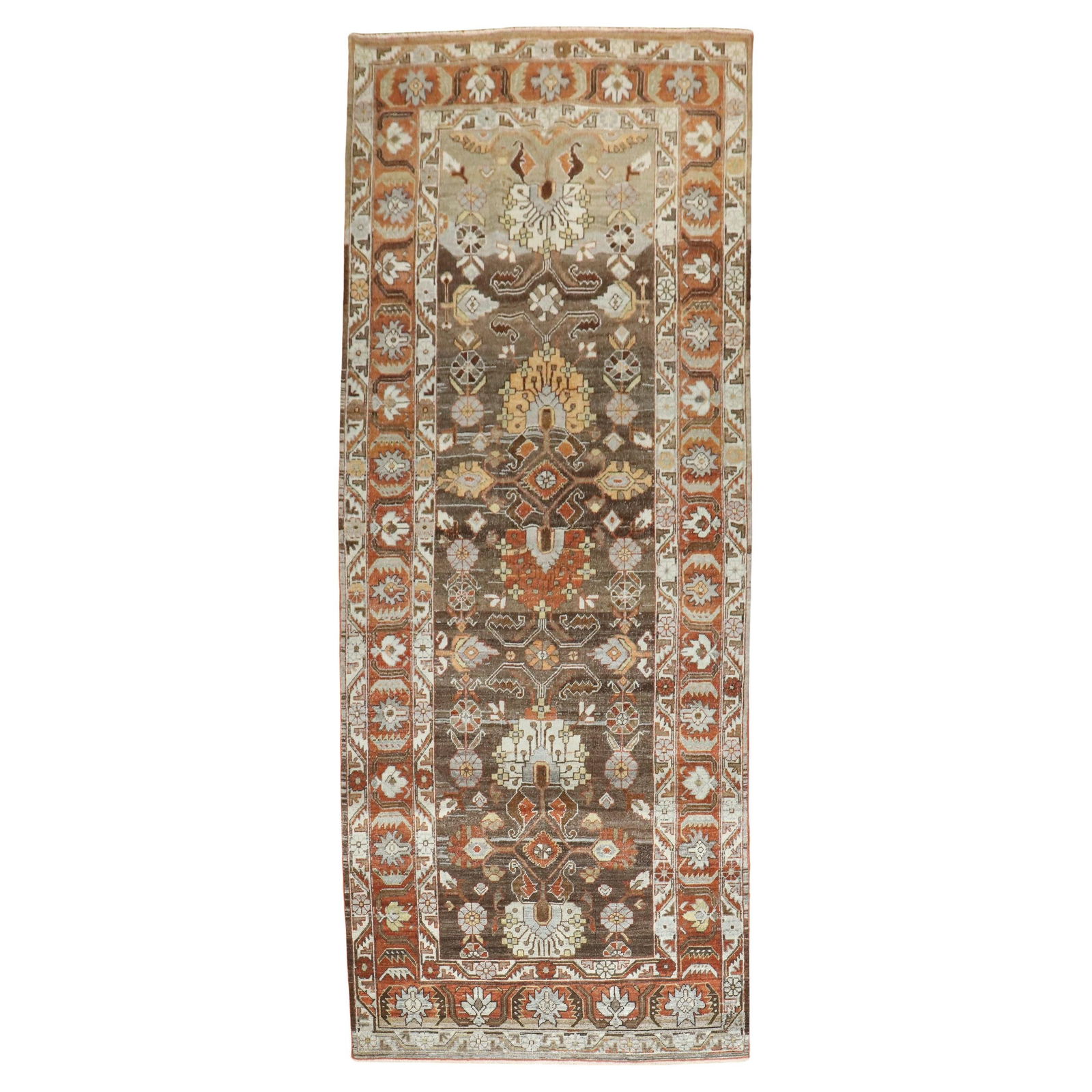 Antique Persian Malayer Wide Runner Hand-Knotted Wool 54 x 131: Antique Persian Malayer Wide Runner Hand-Knotted Wool 54 x 131 Discover the elegance of this antique Persian Malayer wide runner, expertly hand-knotted from high-quality wool. This stunning piece show