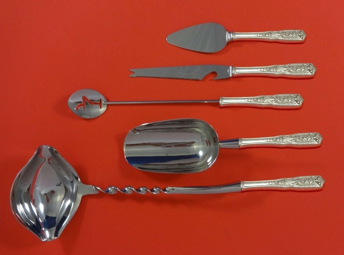 Westmorland Milburn Rose Sterling Silver 5pc Cocktail Hostess Set: Westmorland Milburn Rose Sterling Silver 5pc Cocktail Hostess Set Elevate your cocktail gatherings with the Milburn Rose 5-piece Hostess Set by Westmorland. Crafted from high-quality sterling silver,