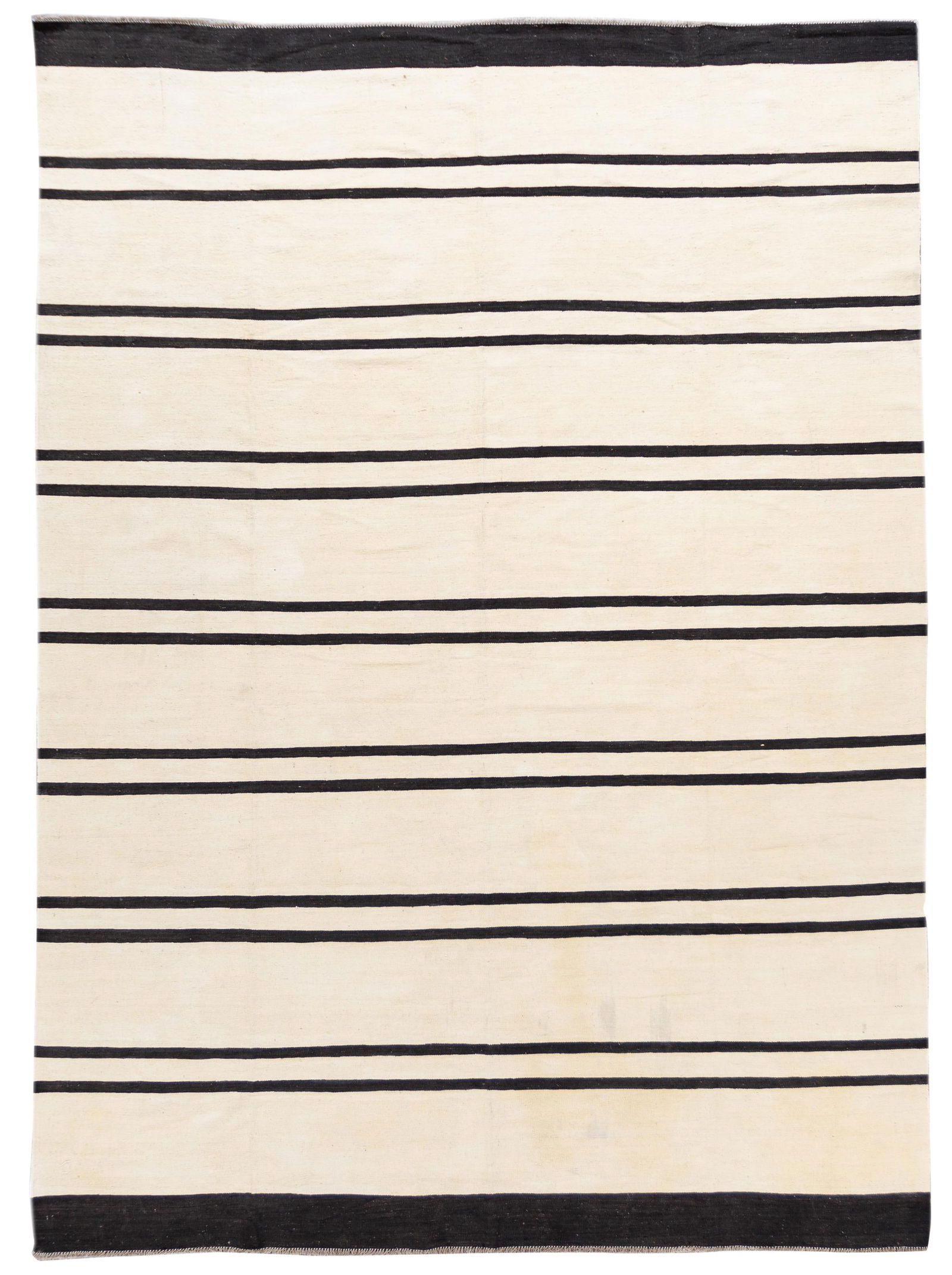 Contemporary Black and White Wool Kilim Rug 10'4 x 14'1: Contemporary Black and White Wool Kilim Rug 10'4 x 14'1 Elevate your space with this stunning 21st Century Modern Flatweave Kilim Rug, featuring a striking contemporary black and white design. Crafted