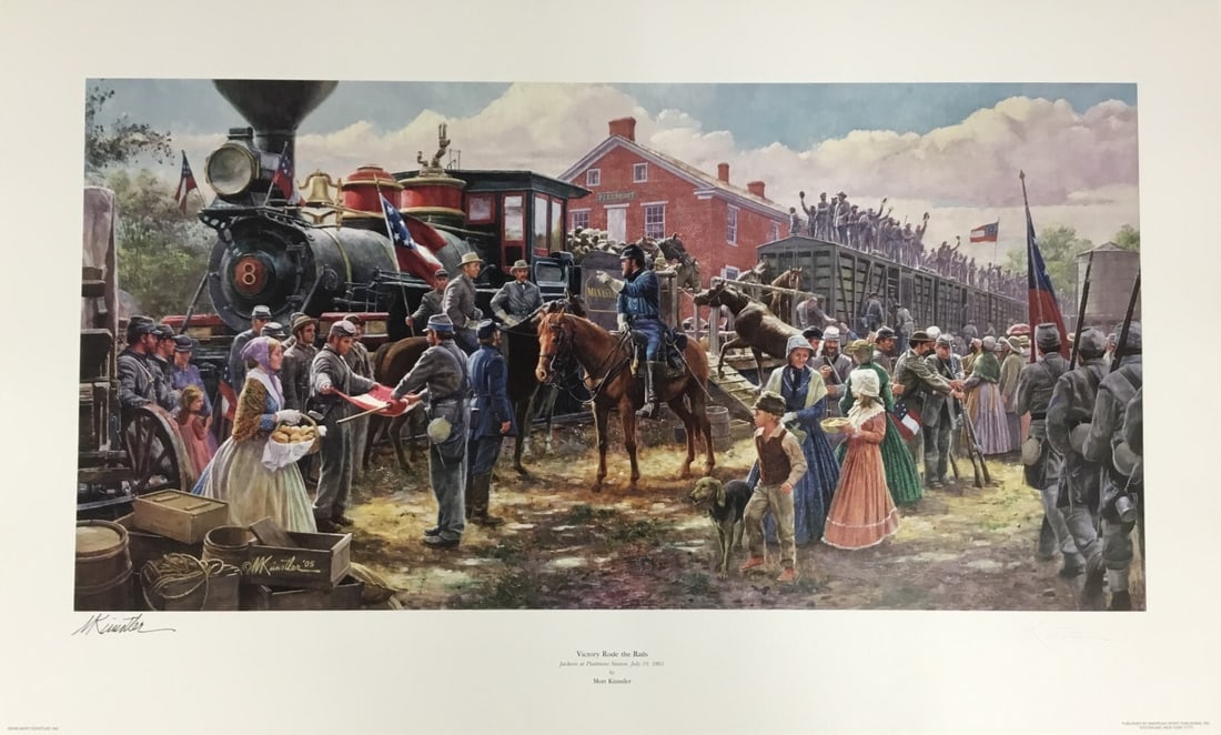 Mort Kunstler Victory Rode The Rails AP Signed Limited Edition Print: Mort Kunstler Victory Rode The Rails AP Signed Limited Edition Print This captivating print titled 'Victory Rode The Rails' by renowned artist Mort Kunstler is a stunning representation of realism. Th