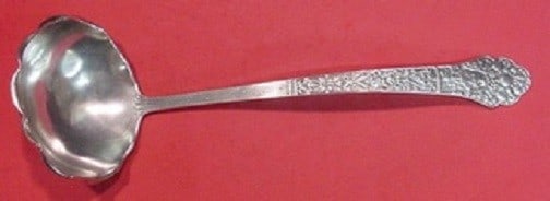 Gorham Medici Old Sterling Silver Soup Ladle 13 1/8 Inch Scalloped Edge: Gorham Medici Old Sterling Silver Soup Ladle 13 1/8 Inch Scalloped Edge This exquisite soup ladle, crafted by Gorham, showcases the elegant Medici Old pattern. Made from high-quality sterling silver,