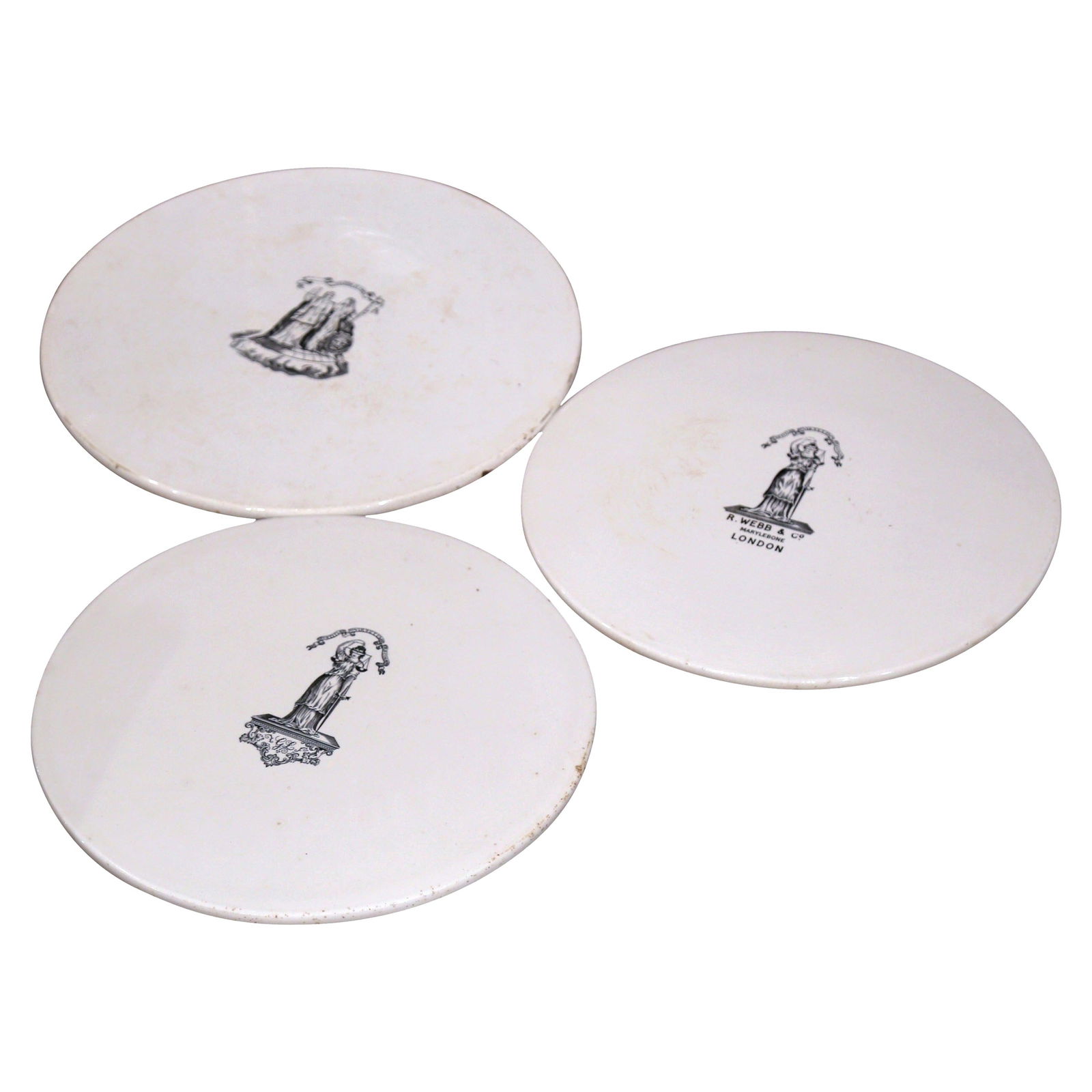 19th Century Set of 3 Hand-Painted English Trivets R. Webb & Co: 19th Century Set of 3 Hand-Painted English Trivets R. Webb & Co This exquisite set of three late 19th century trivets, crafted in England circa 1870, showcases traditional ceramic artistry. Each trive