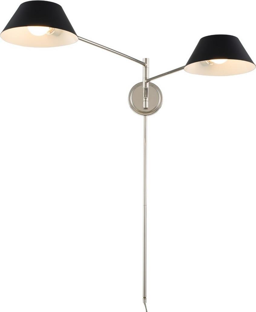 Kalco Bruno Matte Black Polished Nickel Wall Sconce 2-Light: Kalco Bruno Matte Black Polished Nickel Wall Sconce 2-Light Illuminate your modern home with the elegant Bruno Wall Sconce, expertly crafted to elevate any interior space. This stylish fixture feature