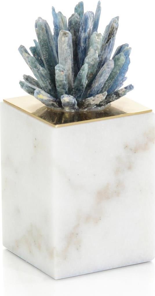 John-Richard Cyanite Marble Starburst Sculpture 8H 3.5W 3.5D: John-Richard Cyanite Marble Starburst Sculpture 8H 3.5W 3.5D This elegant cyanite marble home decor piece features a stunning starburst design, adding a touch of sophistication to any setting. Crafted