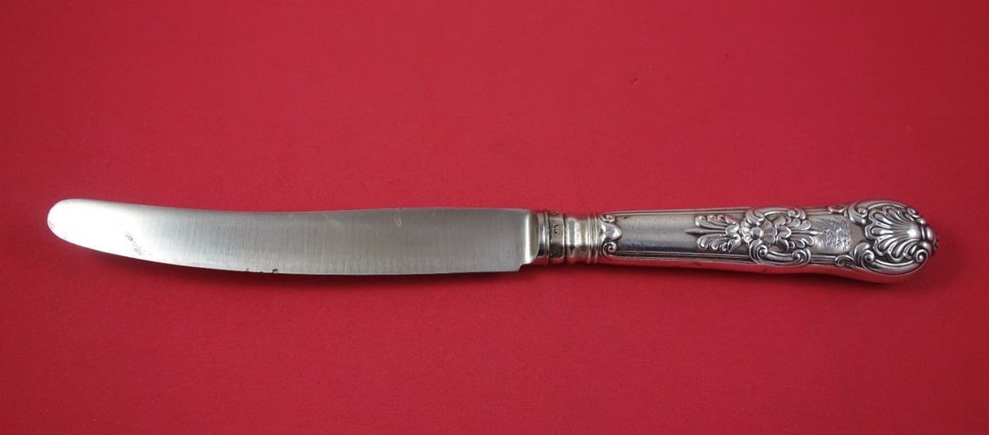Aaron Hatfield Sheffield Sterling Silver 10 1/2" Dinner Knife Monogrammed: Aaron Hatfield Sheffield Sterling Silver 10 1/2" Dinner Knife Monogrammed This exquisite dinner knife by Aaron Hatfield showcases the craftsmanship of Sheffield, made from high-quality sterling silver