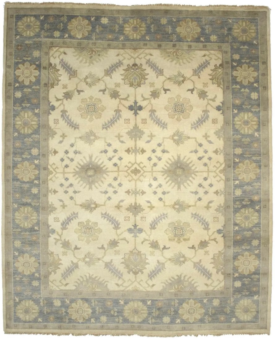 Hand-Knotted Wool Chobi Floral Area Rug 8'2 x 9'11 Modern Traditional Design: Hand-Knotted Wool Chobi Floral Area Rug 8'2 x 9'11 Modern Traditional Design This vintage style Chobi area rug features a rust orange floral design with muted tones of cream, gray, beige, and brown. H