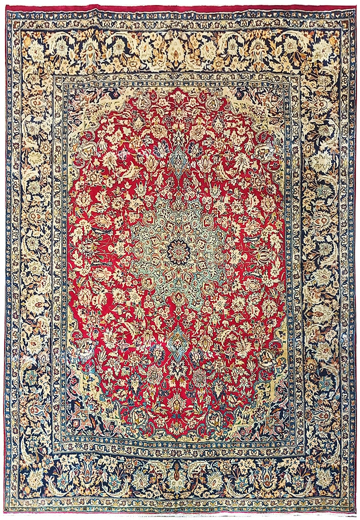 10 x 12.4 Persian Najafabad Esfahan Hand-Knotted Area Rug: 10 x 12.4 Persian Najafabad Esfahan Hand-Knotted Area Rug Free continental US Shipping Enhance your space with the luxurious charm of this 10' x 12.4' Persian Najafabad Esfahan Semi-Antique Rug. Craft