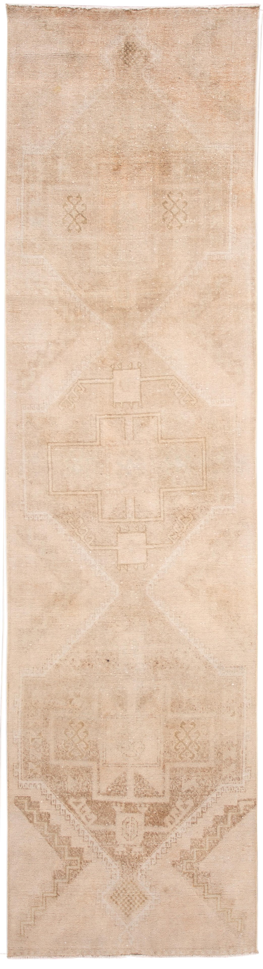 Vintage Turkish Wool Runner Rug 2'10 x 11'2 Hand Knotted: Vintage Turkish Wool Runner Rug 2'10 x 11'2 Hand Knotted Discover the charm of this mid-20th century vintage Turkish wool runner rug, beautifully hand knotted with a soft tan field and elegant ivory a