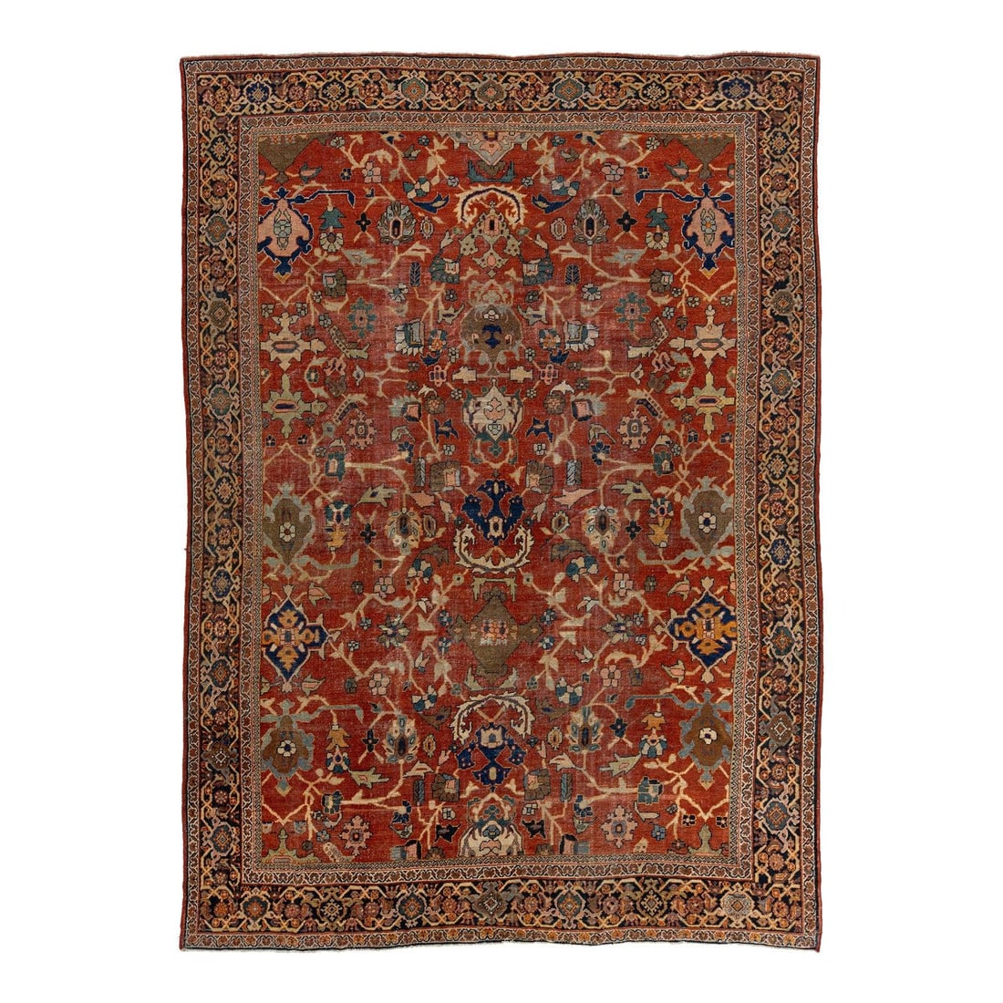 10 x 14 Antique Persian Heriz Red Wool Rug Allover Design: 10 x 14 Antique Persian Heriz Red Wool Rug Allover Design Elevate your space with this stunning antique hand-knotted Persian Heriz wool rug. Featuring a vibrant allover pattern against a rich red back