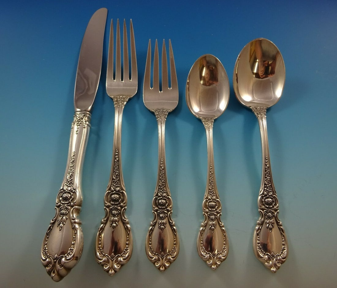 Towle Charlemagne Sterling Silver Flatware Set 60 Pieces for 12 with Storage Chest: Towle Charlemagne Sterling Silver Flatware Set 60 Pieces for 12 with Storage Chest Elevate your dining experience with this exquisite Charlemagne flatware set by Towle, crafted from high-quality sterl