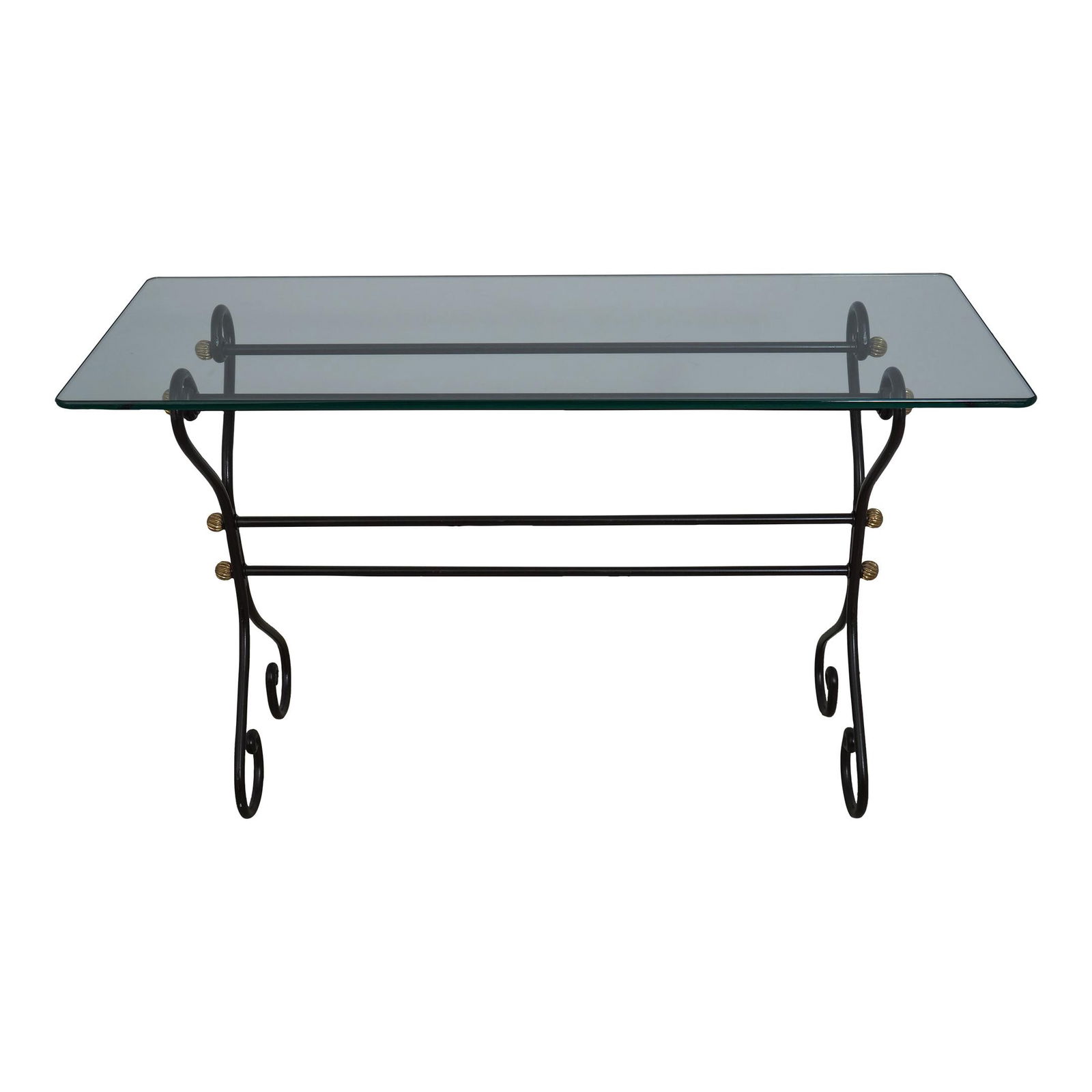 Elegant Scrolled Iron Base Glass Top Console Table 48" (1 of 10)