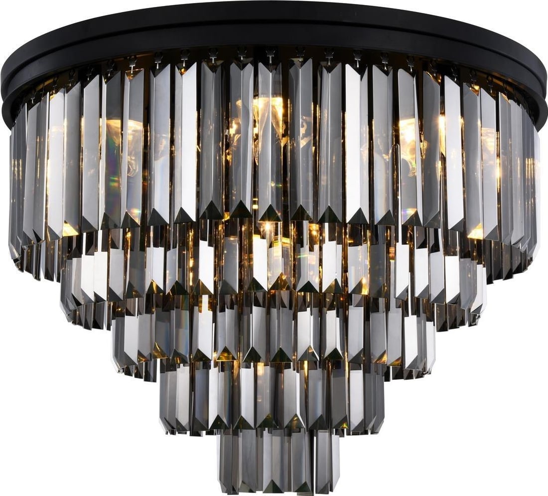 Elegant Lighting Sydney Flush-Mount Ceiling Light with Royal-Cut Crystals: Elegant Lighting Sydney Flush-Mount Ceiling Light with Royal-Cut Crystals Illuminate your space with the Sydney Ceiling Light, featuring exquisite royal-cut crystals that reflect light beautifully. Th