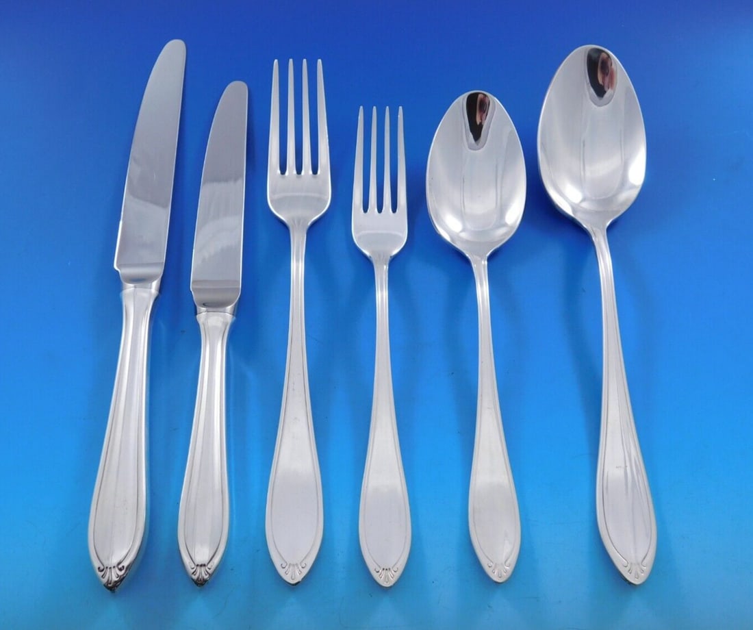 Elegant 72-Piece European Silverplate Flatware Set with Crowned C Hallmark: Elegant 72-Piece European Silverplate Flatware Set with Crowned C Hallmark Discover a stunning European silverplate flatware service set comprising 72 meticulously crafted pieces. This elegant collect