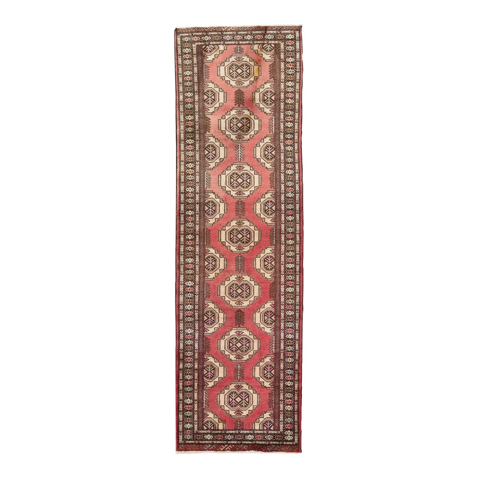 1920s Vintage Pink Hamadan Tribal Handmade Wool Runner 2'10" x 9': 1920s Vintage Pink Hamadan Tribal Handmade Wool Runner 2'10" x 9' This exquisite 1920s Antique Persian Hamadan Tribal Runner showcases a beautiful vintage design with a striking pink color field. Hand