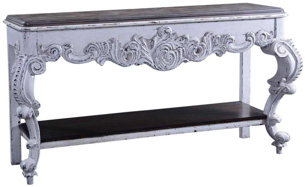Baroque Rococo Console Table White Oak Finish: Baroque Rococo Console Table White Oak Finish Introducing the Elegant Antique Style Wood Console, a stunning piece that beautifully combines antique charm with modern functionality. This Baroque Rococ
