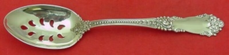 Reed and Barton La Marquise Sterling Silver Pierced Spoon 9-Hole: Reed and Barton La Marquise Sterling Silver Pierced Spoon 9-Hole This exquisite serving spoon from the La Marquise pattern by Reed and Barton is crafted from high-quality sterling silver. With its ele