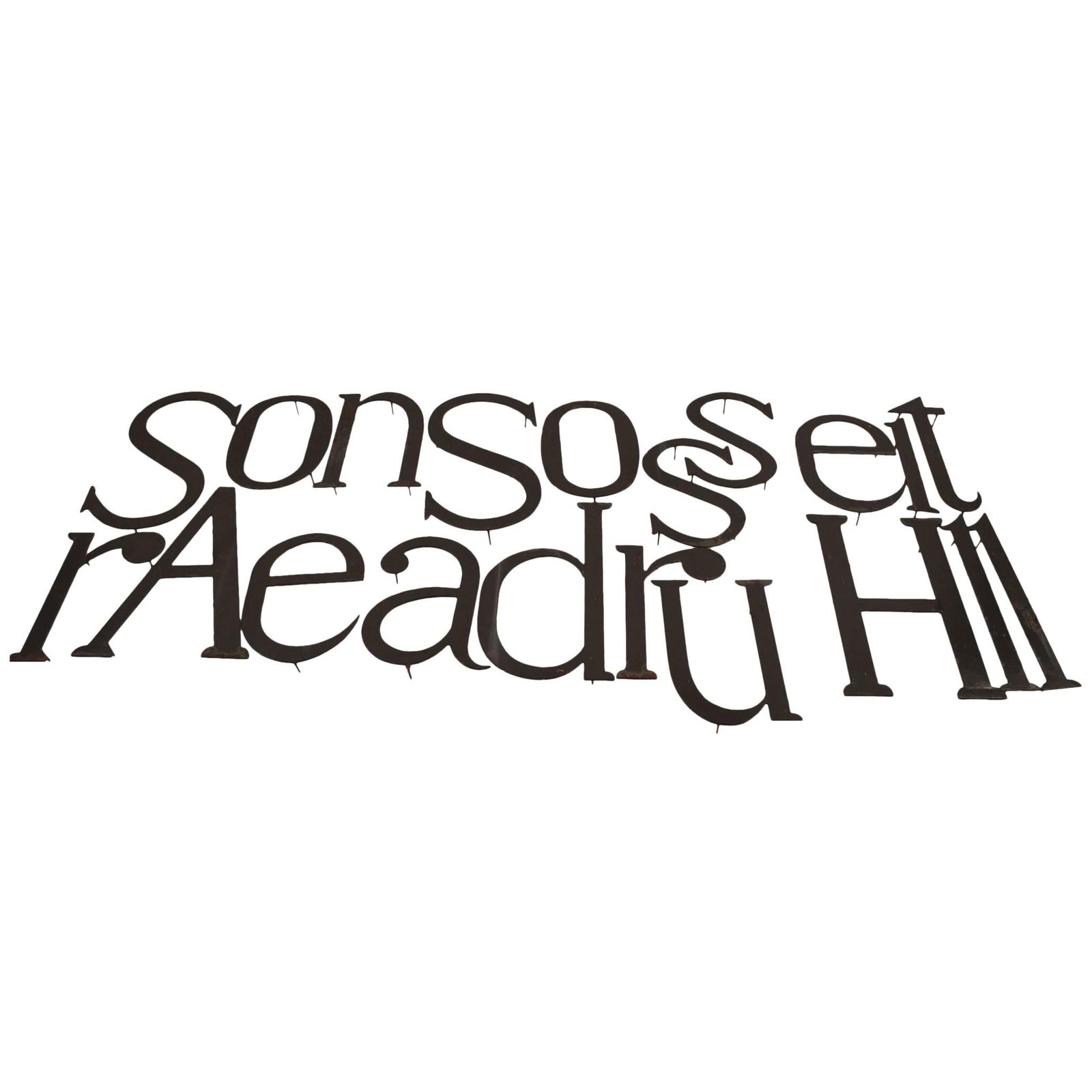 Vintage 40 Piece Hand-Cut Steel Letter Set with Heart Accents: Vintage 40 Piece Hand-Cut Steel Letter Set with Heart Accents This unique collection features approximately 40 heavy hand-cut steel letters and numbers, salvaged from a vintage resort in the Poconos,