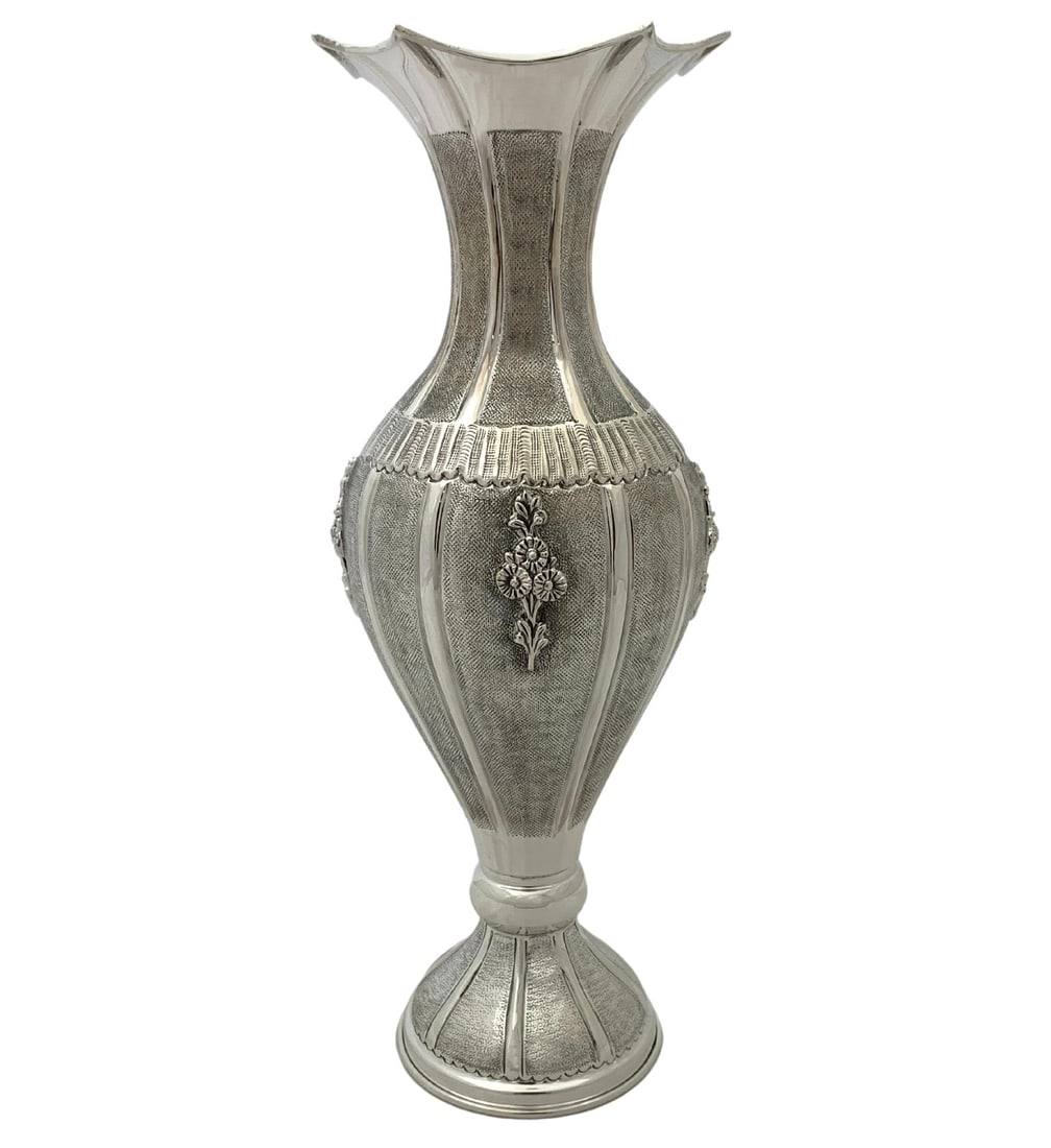 Handmade 925 Sterling Silver Floral Cluster Flower Vase 15 Inches (1 of 3)