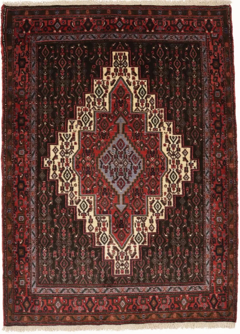 Handmade Vintage Tribal Oriental Wool Rug 3'10 x 5'3 Eco-Friendly: Handmade Vintage Tribal Oriental Wool Rug 3'10 x 5'3 Eco-Friendly Enhance your home decor with this handmade vintage tribal oriental rug, perfect for adding a touch of charm to any space. Measuring 3'