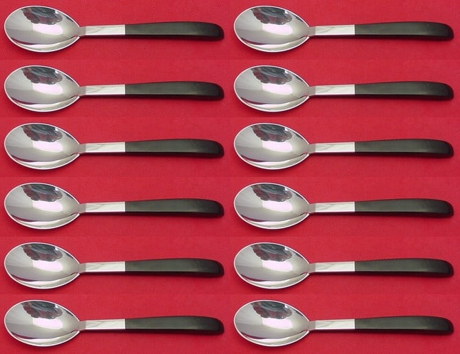 Lunt Contrast Sterling Silver Teaspoon Set of 12 6 3/8 Inches: Lunt Contrast Sterling Silver Teaspoon Set of 12 6 3/8 Inches This exquisite set of 12 teaspoons from Lunt features the elegant 'Contrast' pattern, each measuring 6 3/8 inches. Crafted from high-quali