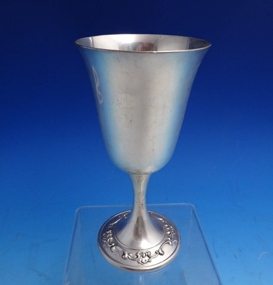 Sterling Silver 6.75 Inch Water Goblet Strasbourg Pattern by Gorham: Sterling Silver 6.75 Inch Water Goblet Strasbourg Pattern by Gorham This Strasbourg by Gorham water goblet is crafted from sterling silver (.925) and features the elegant Strasbourg pattern. The goble