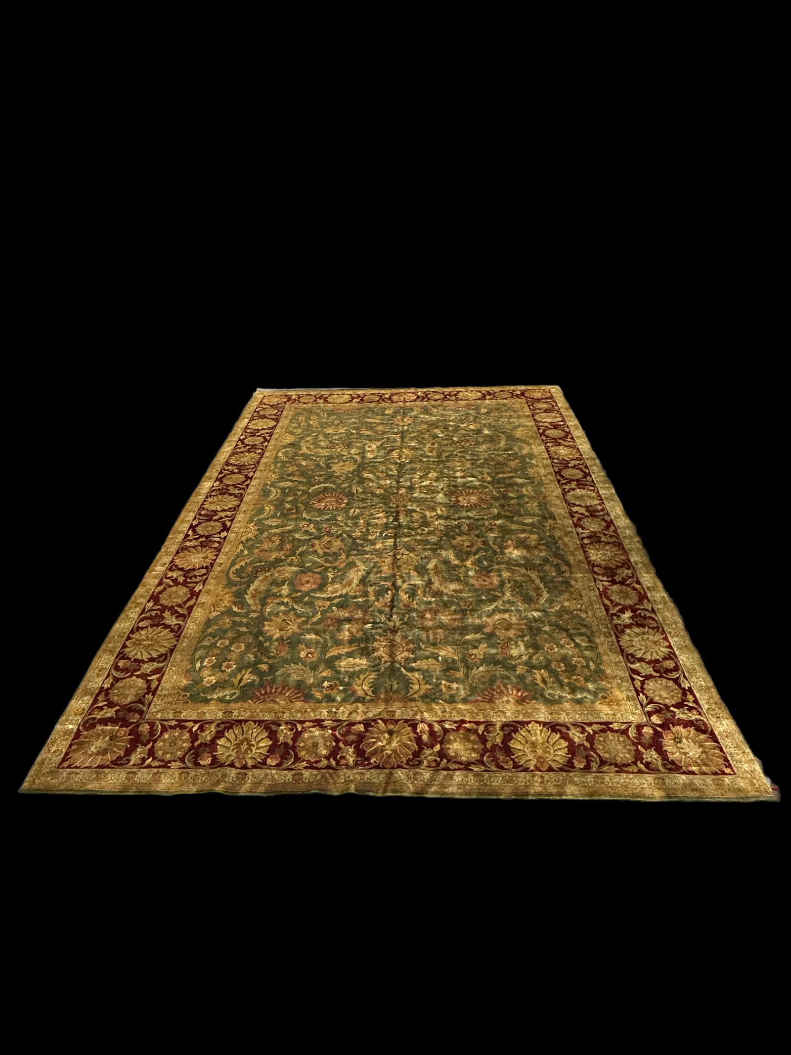 Exquisite 13 x 19.4 Jaipur Green Handmade Rug from India: Exquisite 13 x 19.4 Jaipur Green Handmade Rug from India Free continental US Shipping Introducing an exquisite 13' x 19.4' Quality Jaipur Rug in a refreshing green hue, handcrafted with meticulous car