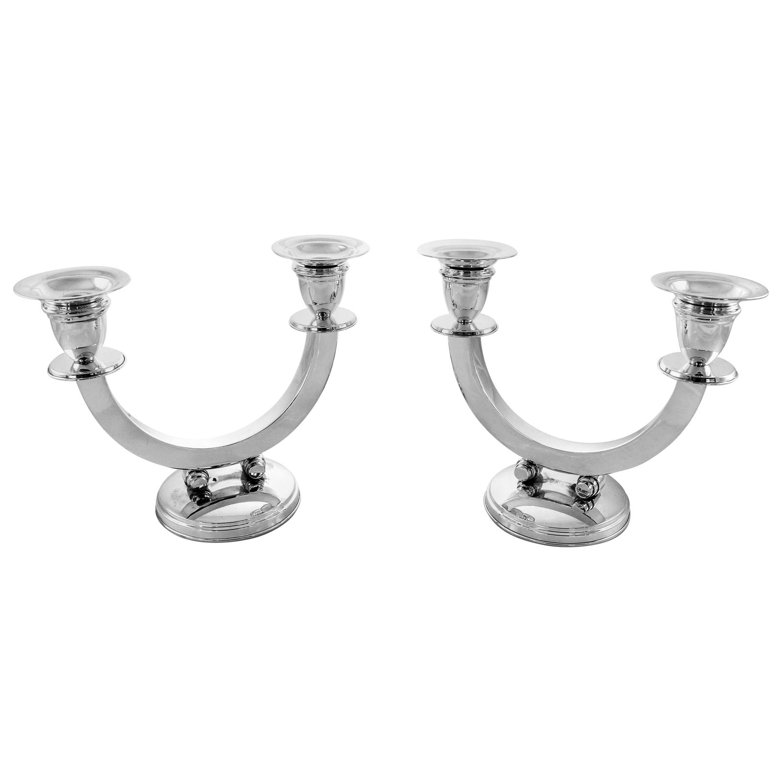 Johannes Siggaard Sterling Silver Mid-Century Candelabra Set of 2: Johannes Siggaard Sterling Silver Mid-Century Candelabra Set of 2 This exquisite pair of midcentury candelabras showcases the elegance of Danish design. Crafted from sterling silver, each candelabrum