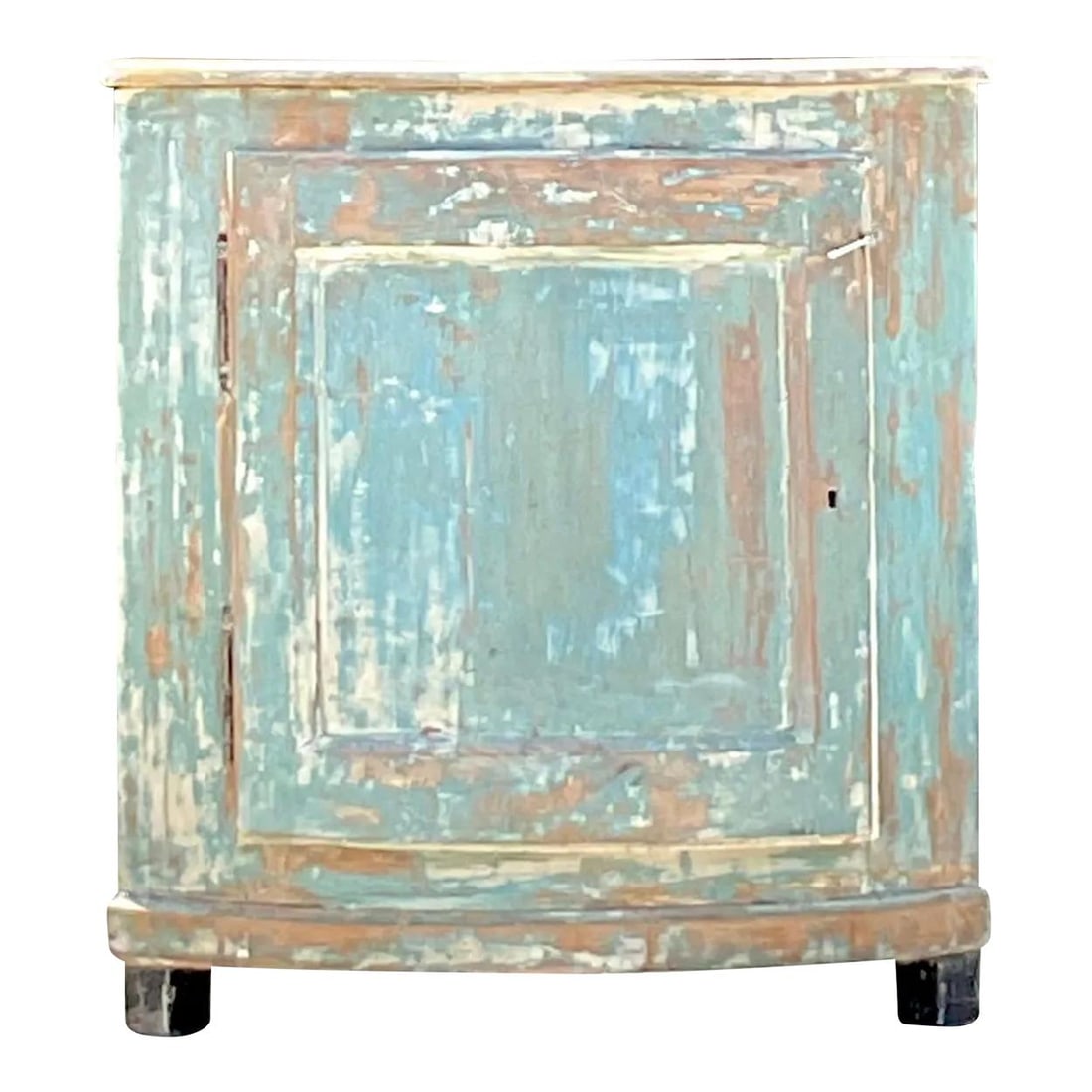Vintage 19th Century Swedish Patinated Corner Cabinet Sky Blue (1 of 7)