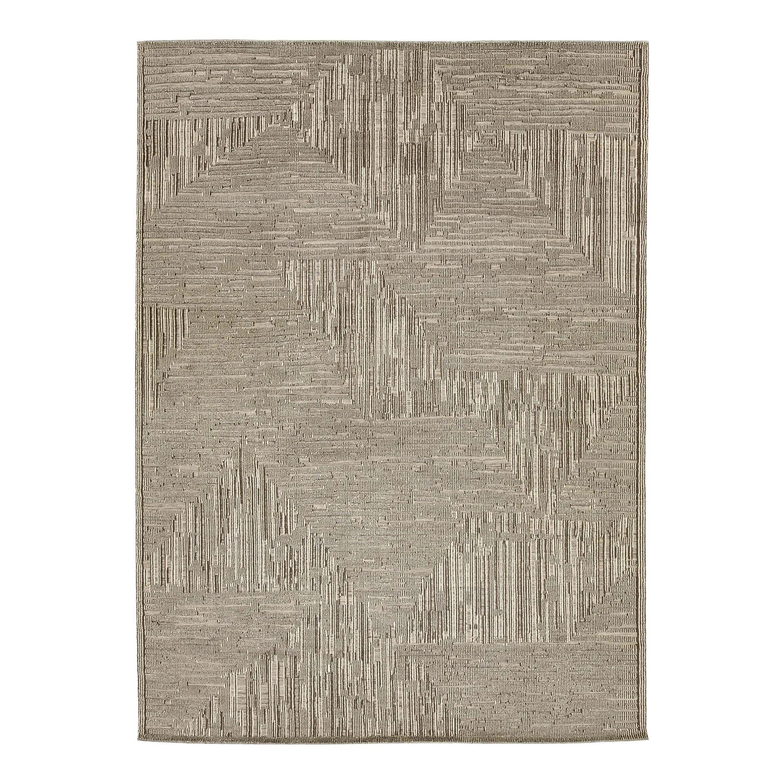 Beige Abstract Moroccan Wool Rug 10'1'' x 13'9'': Beige Abstract Moroccan Wool Rug 10'1'' x 13'9'' Enhance your living space with this stunning contemporary Moroccan-style hand-knotted wool rug. Featuring a captivating beige and brown abstract design