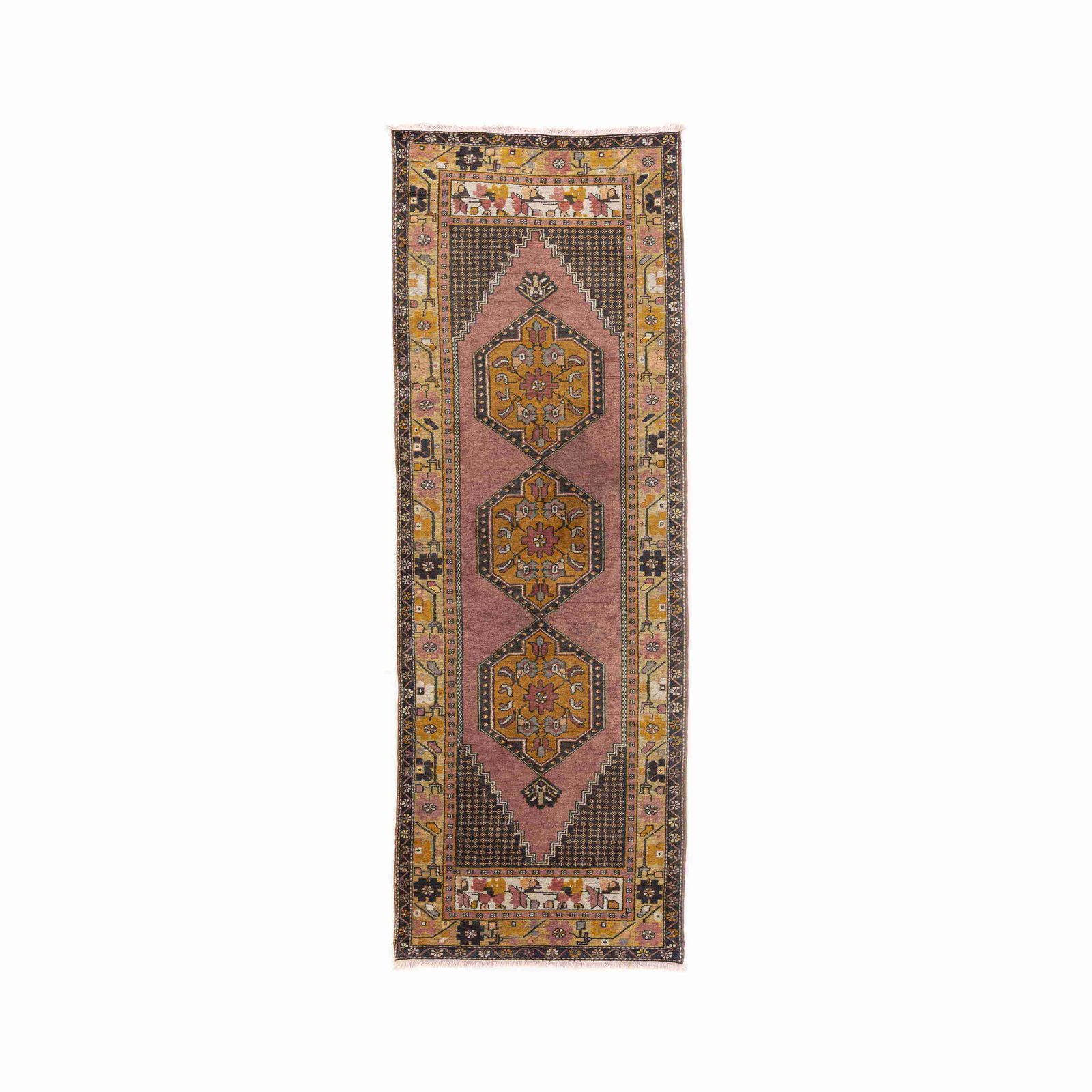 Authentic Anadol Handmade Wool Carpet 41.7 x 116.1 Inches: Authentic Anadol Handmade Wool Carpet 41.7 x 116.1 Inches Discover the elegance of this Authentic Handmade Anadol Carpet, meticulously crafted with a wool on wool composition. This stunning piece show
