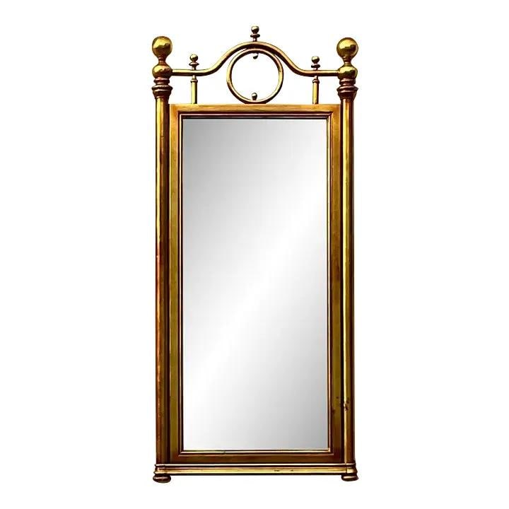 Vintage Boho Gilt Cannonball Wall Mirror Gold 24.5 x 52.75: Vintage Boho Gilt Cannonball Wall Mirror Gold 24.5 x 52.75 This exquisite vintage Boho wall mirror features a stylish gilt frame with a classic cannonball design, making it a perfect addition to any d