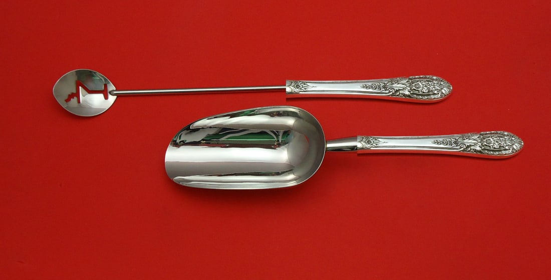 Crown Princess International Sterling Silver Bar Set 2pc Martini Spoon Ice Scoop: Crown Princess International Sterling Silver Bar Set 2pc Martini Spoon Ice Scoop Elevate your entertaining with the Crown Princess 2-piece bar set from International Sterling. This exquisite serving s
